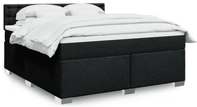 vidaXL Κρεβάτι Boxspring με Στρώμα Μαύρο 180x200 εκ. Υφασμάτινο