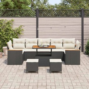 vidaXL Σετ Καναπέ Κήπου με μαξιλάρι 10 pcs Μαύρο Πολυ ράταν