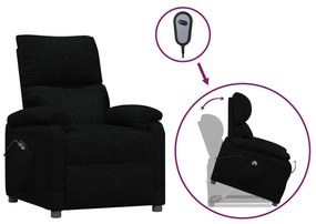 vidaXL Πολυθρόνα με Ανύψωση Μαύρη Υφασμάτινη