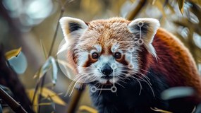 Intra Συλλεκτικό Ξύλινο Παζλ Plywood  4mm - Κόκκινο Panda στο δάσος Σε Ξύλινο Κουτί - Διαστάσεις: 10x10 cm – 25 κομμάτια