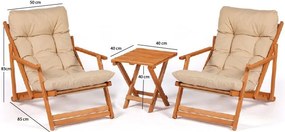 Garden Table &amp; Chairs Set (3 Pieces) My007 Brown
Cream
