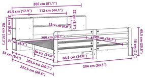 Σκελετός Κρεβ. Χωρίς Στρώμα Λευκό 200x200 εκ Μασίφ Πεύκο - Λευκό