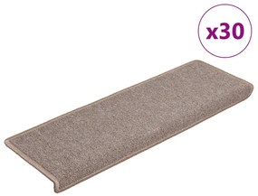 vidaXL Πατάκια Σκάλας 30 τεμ. Ανοιχτό Καφέ 65x21x4 εκ.