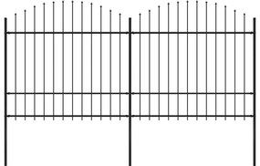 vidaXL Κάγκελα Περίφραξης με Λόγχες Μαύρα (1,5-1,75) x 3,4 μ. Ατσάλινα