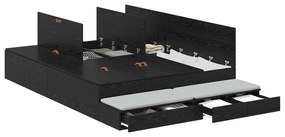 vidaXL Κρεβάτι Αποθήκευσης Μαύρης Δρυός 140x200 εκ