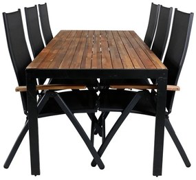 Σετ Τραπέζι και καρέκλες Dallas 3149, Ξύλο, Ύφασμα, Μέταλλο, Ξύλο: Ακακία | Epipla1.gr