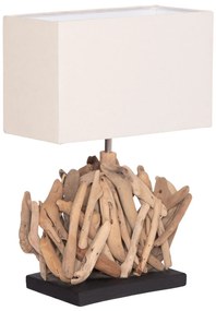 Επιτραπέζιο ορθογώνιο φωτιστικό Twiggy driftwood & λευκό καπέλο 35x14x50Υ εκ.