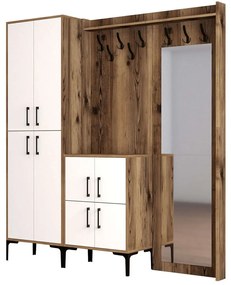 Έπιπλο Εισόδου Berlin 845HCT4214 180x35x200cm Walnut-White Particle Board, Metal