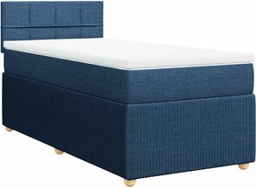 vidaXL Κρεβάτι Boxspring με Στρώμα Μπλε 90x200 εκ.Υφασμάτινο