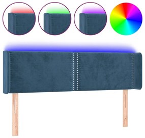 Κεφαλάρι Κρεβατιού LED Σκούρο Μπλε 147x16x78/88 εκ. Βελούδινο - Μπλε