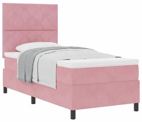 vidaXL Κρεβάτι με ελατήρια με στρώμα Ροζ 100 x 200 cm Βελούδο