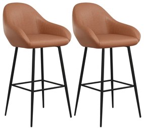 vidaXL Σκαμπό Μπαρ 2 τεμ. Ανοιχτό Καφέ από Συνθετικό Δέρμα