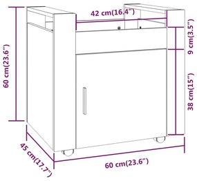 Τρόλεϊ Γραφείου Γυαλ. Λευκό 60x45x60 εκ. από Επεξεργασμένο Ξύλο - Λευκό