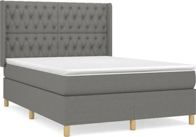 vidaXL Κρεβάτι Boxspring με Στρώμα Σκούρο Γκρι 140x190 εκ. Υφασμάτινο