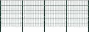 vidaXL Πάνελ Περίφραξης με Στύλους Σιδερένιο Πράσινο 694,5 x 200 εκ.