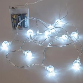 Eurolamp Σειρά 10 LED 5mm Ψυχρό Λευκό Με Ακρυλικές Μπάλες Φ1.8cm IP20 Διάφανο Καλώδιο Μπαταρίας 600-11239