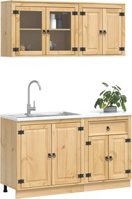 vidaXL Ντουλαπιού με ράφι SKI 4 pcs Μέλι Καφέ Στερεά ξυλεία πεύκου