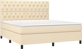 vidaXL Κρεβάτι Boxspring με Στρώμα Κρεμ 160x200 εκ. Υφασμάτινο