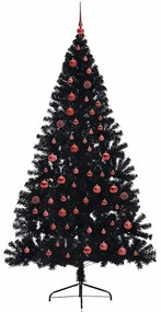 vidaXL Τεχνητό προφωτισμένο Χριστουγεννιάτικο δέντρο Μαύρο 210 cm PVC