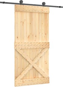 vidaXL Συρόμενη Πόρτα Φυσικό και Μαύρο 100 x 210 cm