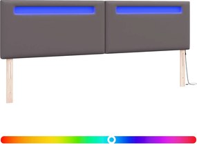 vidaXL LED κεφαλάρι Γκρι 200 cm Τεχνητό Δέρμα