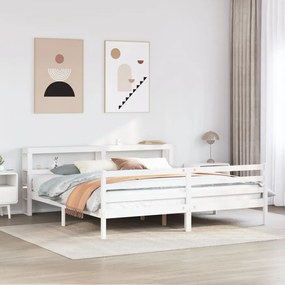 vidaXL Σκελετός Κρεβατιού με Κεφαλάρι Χωρίς Στρώμα Λευκό 200x200 εκ.