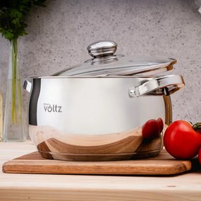 Σετ κατσαρόλας Oliver Voltz OV51210G8B, 8 τεμαχίων, πολυστρωματικός πυθμένας, επαγωγής, ανοξείδωτο ατσάλι, ασημί