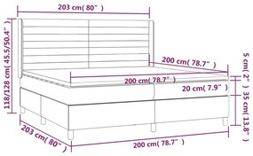 vidaXL Κρεβάτι Boxspring με Στρώμα Taupe 200x200 εκ. Υφασμάτινο