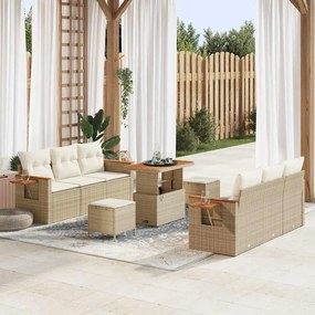 vidaXL Σετ Καναπέ Κήπου 9 pcs μπεζ και κρεμ 90 x 55 x 71 cm