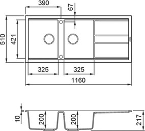 Elleci Best 500 - Νεροχύτης Κουζίνας Γρανίτη 116x51 - K96 Kera
