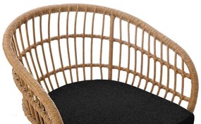 Καρέκλα - Πολυθρόνα Naoki με μαξιλάρι pe rattan σε φυσικό και μαύρα μεταλλικά πόδια 63x61x79 εκ. 63x61x79 εκ.