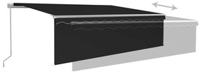 vidaXL Τέντα Συρόμενη Χειροκίνητη με Σκίαστρο Ανθρακί 5 x 3 μ.