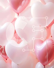 Intra Συλλεκτικό Ξύλινο Παζλ Plywood  4mm - Μπαλόνια σε σχήμα καρδιάς σε ροζ και λευκό Σε Ξύλινο Κουτί - Διαστάσεις Puzzle: 10x10 cm – 25 κομμάτια