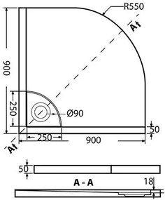 Ντουζιέρα Sirene Flow-80 x 80 εκ.