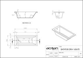Acrilan Zira 160x70 - Ευθύγραμμη Ακρυλική Μπανιέρα - Maxxcoat, White Gloss