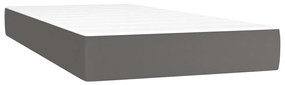 vidaXL Κρεβάτι Boxspring με Στρώμα Γκρι 200x200 εκ. Συνθετικό Δέρμα