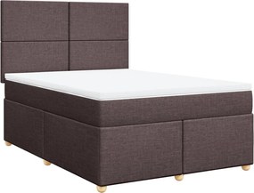 vidaXL Κρεβάτι Boxspring με Στρώμα Σκούρο Καφέ 140x190 εκ. Υφασμάτινο