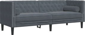 vidaXL Καναπές Chesterfield Σετ 3 Τεμ. με Στηρίγματα Σκ. Γκρι Βελούδο