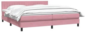 vidaXL Κρεβάτι Boxspring με Στρώμα Ροζ 180x210 εκ. Βελούδινο