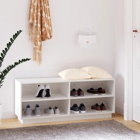 vidaXL Παπουτσοθήκη Λευκή 110 x 34 x 45 εκ. από Μασίφ Ξύλο Πεύκου