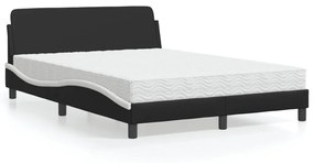 Κρεβάτι με Στρώμα Μαύρο/Λευκό 140x200 εκ. από Συνθετικό Δέρμα - Μαύρο