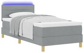 vidaXL Κρεβάτι Box Spring με Στρώμα & LED Ανοιχτό Γκρι 80x200 cm Υφασμάτινο