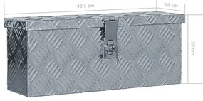 Κουτί Αποθήκευσης Ασημί 48,5 x 14 x 20 εκ. Αλουμινίου - Ασήμι