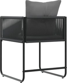 vidaXL Καρέκλα με μαξιλάρι 4 pcs Μαύρο και Ανθρακί Ράτα PE