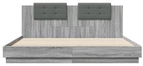 vidaXL Πλαίσιο Κρεβατιού με Κεφαλάρι Γκρι Sonoma 180x200εκ. Επεξ. Ξύλο
