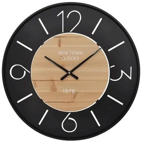 Ρολόι Τοίχου 125-124-359 60x5cm Black-Brown Mdf,Μέταλλο