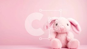 Intra Συλλεκτικό Ξύλινο Παζλ Plywood 4mm - Ροζ λαγουδάκι γεμιστό ζώο σε αφηρημένο φόντο Σε Ξύλινο Κουτί - Διαστάσεις: 10x10 cm – 25 κομμάτια