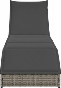 vidaXL Αναδιπλούμενη ξαπλώστρα με μαξιλάρι και αποθήκευση Γκρι