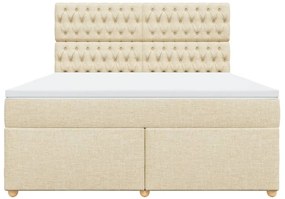 vidaXL Κρεβάτι Boxspring με Στρώμα Κρεμ 180x200 εκ. Υφασμάτινο