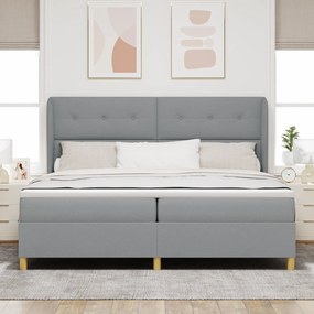 vidaXL Κρεβάτι Box Spring με Στρώμα σε Ανοιχτό Γκρι, 200x200 εκ, Ύφασμα